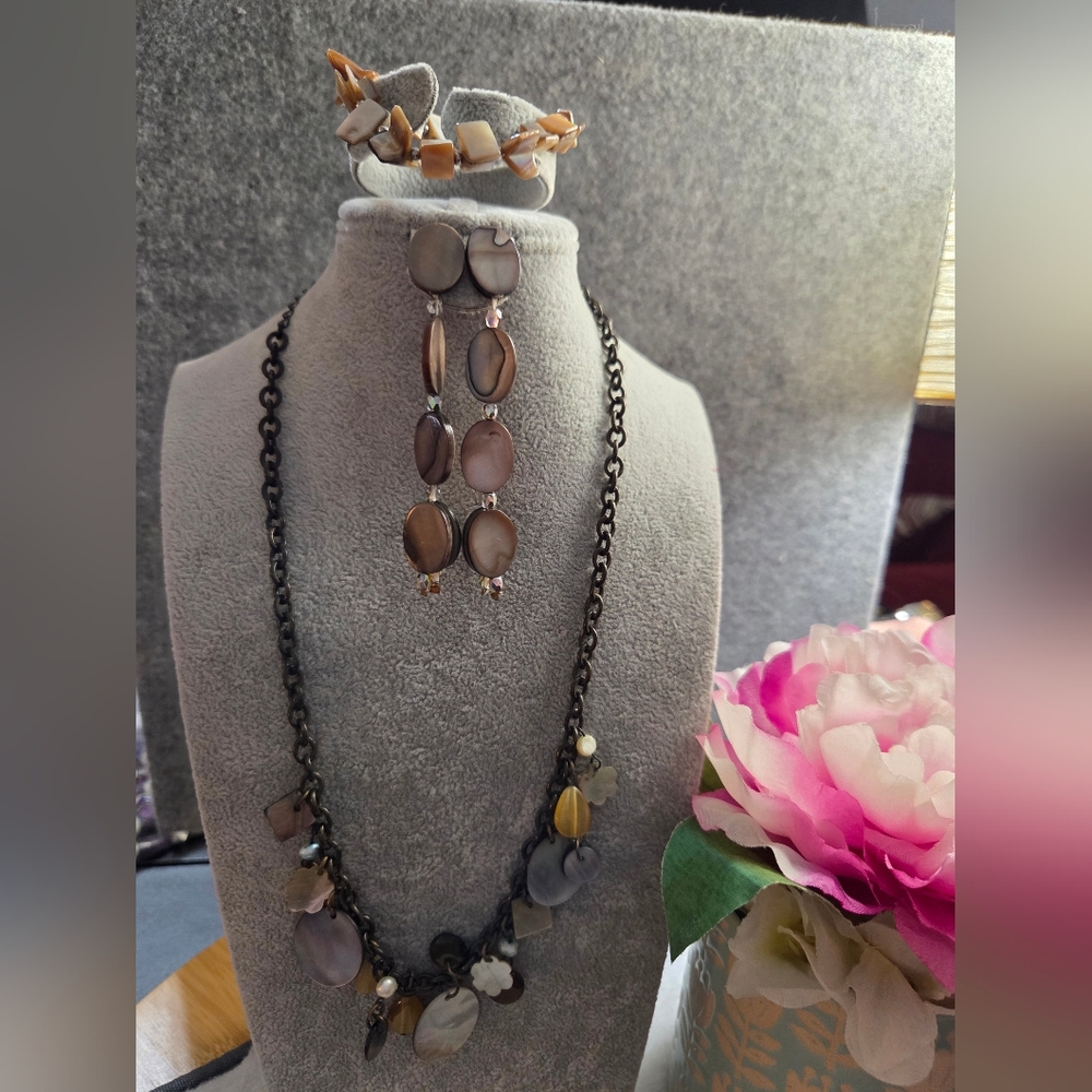 Brown and Tan Jewelry Set